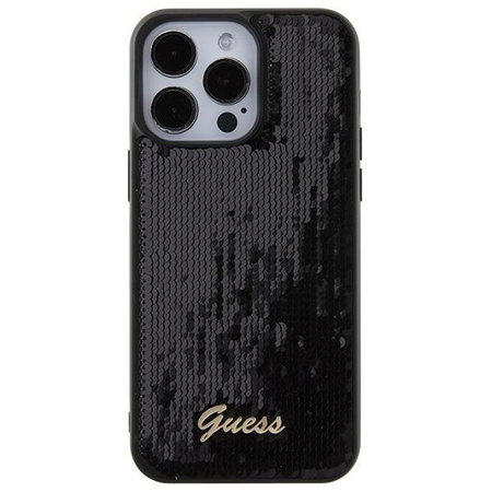 Etui Guess Sequin Script Metal na iPhone 15 Pro Max - czarne