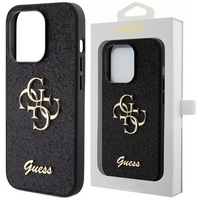Etui Guess Glitter Script Big 4G na iPhone 15 Pro - czarne