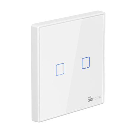 Sonoff T2EU2C-RF dwukanałowy dotykowy włącznik światła przełącznik przycisk Wi-Fi na pilot 433 MHz  biały (M0802030010)