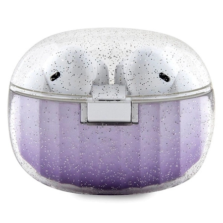 Słuchawki Bluetooth TWS Guess Glitter Gradient ze stacją dokującą - fioletowe