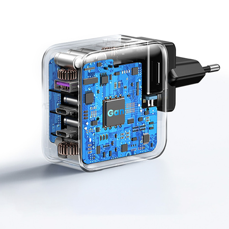 Ugreen szybka ładowarka sieciowa GaN USB / 2xUSB C 65W adapter wtyczka EU / UK / US czarna (CD296)