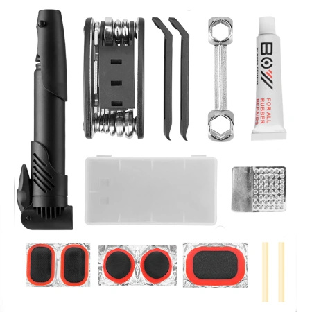 Zestaw narzędzi Wozinsky WMZ-01N multitool rowerowy 16w1 pompka klucze zestaw do dętek - czarny