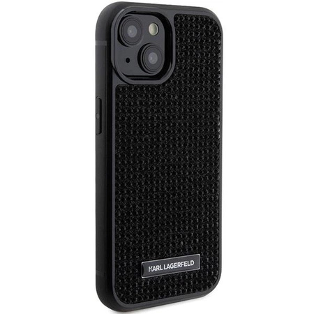 Etui Karl Lagerfeld Rhinestone Logo Metal Plate do iPhone 15 - czarne