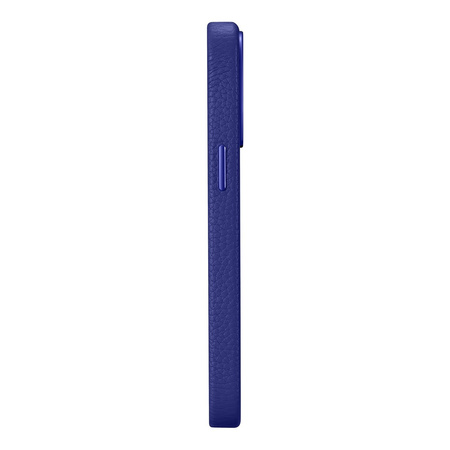 iCarer Litchi Premium Leather Case skórzane etui iPhone 14 Pro Max magnetyczne z MagSafe ciemnoniebieski (WMI14220712-DB)