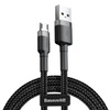 Baseus Cafule Cable wytrzymały nylonowy kabel przewód USB / micro USB 1.5A 2M czarno-szary (CAMKLF-CG1)