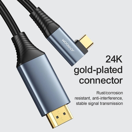 Kabel USB-C - HDMI Joyroom SY-20C1 kątowy 4K 60Hz 2m - szary