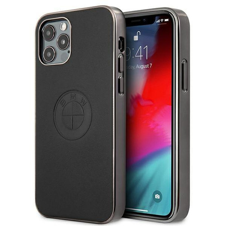 Etui BMW BMHCP12LREELK iPhone 12 Pro Max 6,7" czarny/black hardcase Leather Emboss