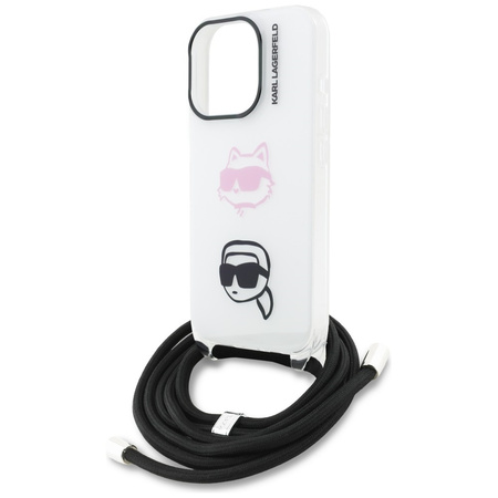 Etui Karl Lagerfeld IML Crossbody Karl&Choupette Head do iPhone 16 Pro Max biały