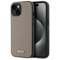 DKNY ETUI HARDCASE DO IPHONE 15 6.1 Z LOGO METALOWYM I DO MAGSAFE BEŻOWE