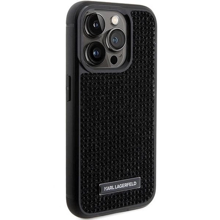 Etui Karl Lagerfeld Rhinestone Logo Metal Plate do iPhone 15 Pro - czarne