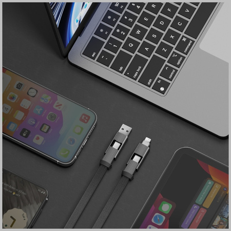 Kabel Bazic GoCharge Alucable 4w1        (USB-A/USB-C - USB-C/Lightning) 15cm 60W 3A PD Fast Charge złoty