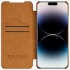 Nillkin Qin Leather Pro Case etui iPhone 14 Pro Max osłona na aparat kabura pokrowiec obudowa z klapką brązowy