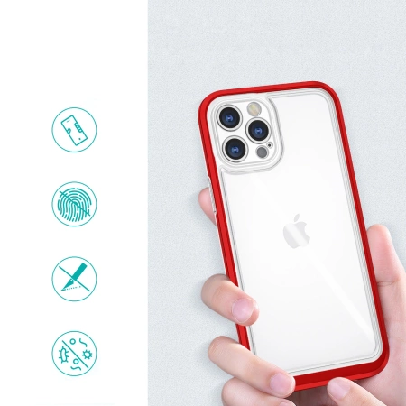 Clear 3in1 etui do iPhone 12 Pro żelowy pokrowiec z ramką czerwony