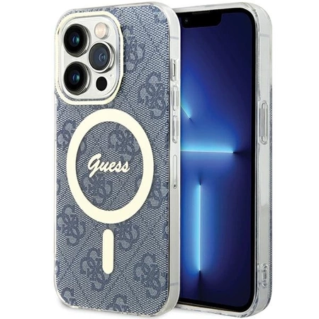 Etui Guess IML 4G MagSafe na iPhone 15 Pro - niebieskie