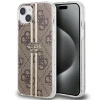 Etui Guess IML 4G Gold Stripe na iPhone 15 Plus / 14 Plus - brązowe