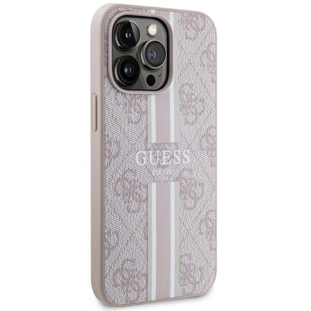Etui Guess GUHMP13LP4RPSP na iPhone 13 Pro / 13 - różowe 4G Printed Stripes MagSafe