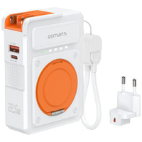 Ładowarka hybrydowa 4smarts 6w1 USB-C/USB-A PD 22.5W z powerbankiem 10 000 mAh, ładowanie indukcyjne Qi, kabel USB-C, biały