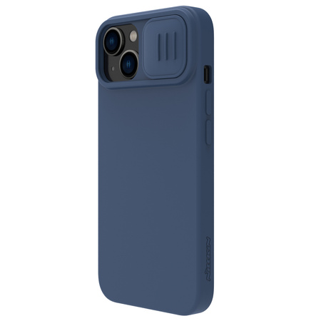 Nillkin CamShield Silky Silicone Case etui iPhone 14 pokrowiec z osłoną na aparat niebieski