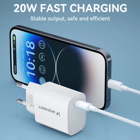 WOZINSKY ŁADOWARKA SIECIOWA WGWCCW 20W USB-C DO TELEFONU IPHONE SAMSUNG 20W