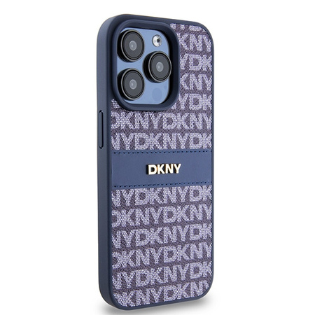 DKNY POKROWIEC SKÓRZANY DO IPHONE 15 PRO 6.1 MONO STRIPE Z LOGO METALOWYM