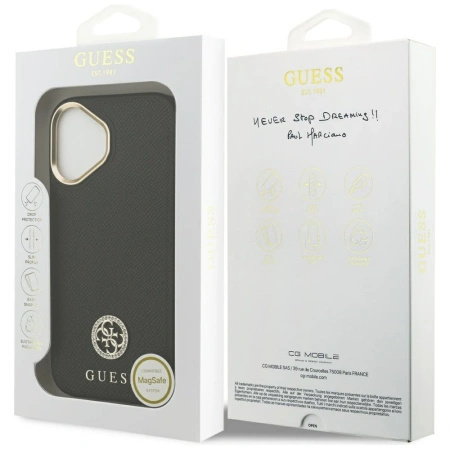 GUESS ETUI GRAINED STRASS LOGO DO IPHONE 17 MAGSAFE DESIGNERSKIE
