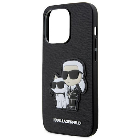 Etui Karl Lagerfeld KLHCP14XSANKCPK na iPhone 14 Pro Max 6.7" hardcase - czarne Saffiano Karl&Choupette