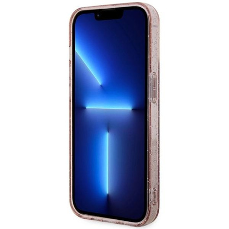 Etui Guess GUHMP14MHCMCGP na iPhone 14 Plus 6.7" - różowe Glitter Gold MagSafe
