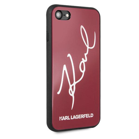 Etui Karl Lagerfeld Signature Glitter na iPhone 7 / 8 / SE 2020 / SE 2022 - czerwone