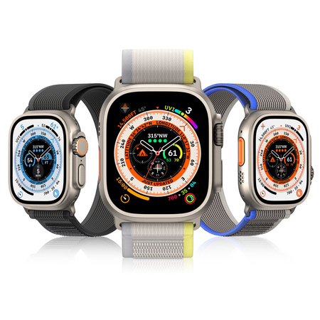 Sportowy pasek na rzepy do Apple Watch Ultra / 8 / 7 / 6 / SE / 5 / 4 / 3 / 2 / 1 (42, 44, 45, 49 mm) Dux Ducis Strap YJ Version - niebiesko-szary