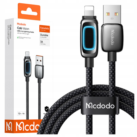 MCDODO KABEL USB-A LIGHTNING SZYBKIE ŁADOWANIE DO IPHONE PD 3A CZARNY 1M