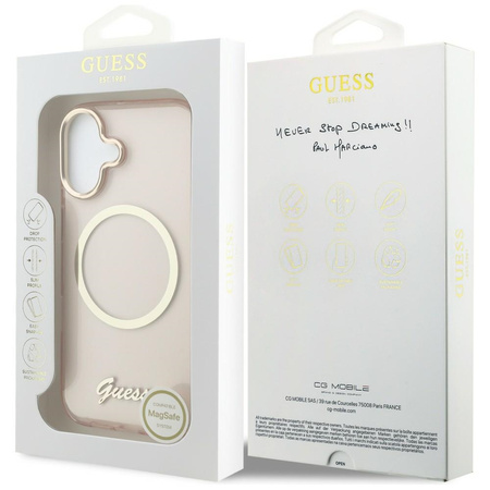 Etui Guess IML Script Metal MagSafe do   iPhone 17 różowy