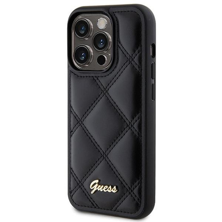 Etui Guess Quilted Metal Logo na iPhone 15 Pro Max - czarne