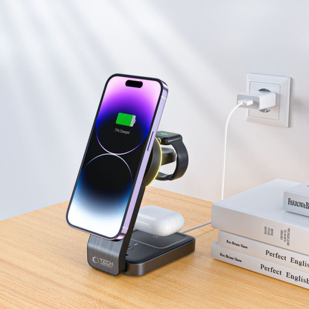 TECH-PROTECT ŁADOWARKA BEZPRZEWODOWA DO MAGSAFE IPHONE 12 13 14 3IN1 QI 15W