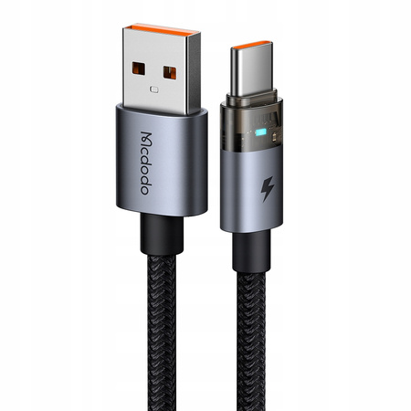 MCDODO KABEL USB-A USB-C SZYBKIE ŁADOWANIE USB TYP C 6A 100W 1M LED CZARNY