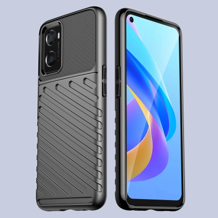 Thunder Case elastyczne pancerne etui pokrowiec Oppo A76 / Oppo A36 / Realme 9i czarny