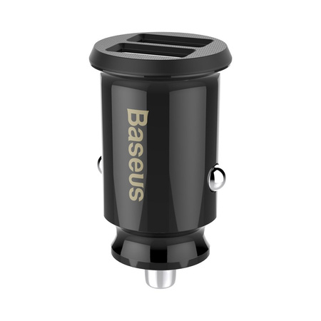 Baseus Grain Car Charger mini ładowarka samochodowa 2x USB 3.1A czarny (CCALL-ML01)