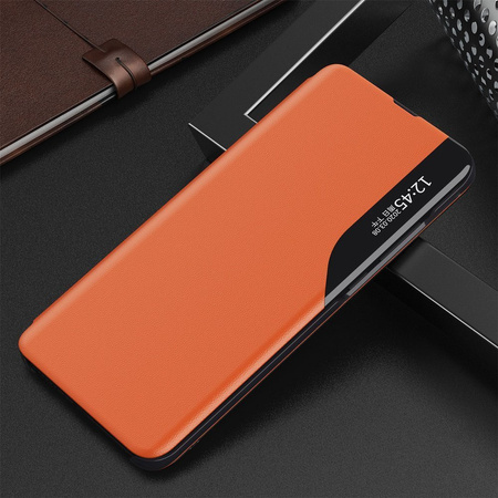 Eco Leather View Case elegancki futerał etui z klapką i funkcją podstawki Samsung Galaxy S21+ 5G (S21 Plus 5G) pomarańczowy