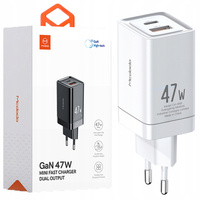 Ładowarka do telefonu Mcdodo mini GaN,  2X USB/USB-C PD QC - 47W biała