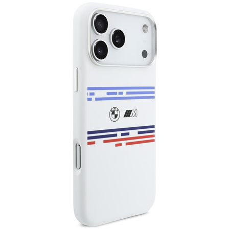 Etui BMW M Silicon Horizontal Line       MagSafe do iPhone 17 Pro Max biały