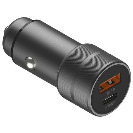 ENERGEA ŁADOWARKA SAMOCHODOWA 1XUSB 1XUSB-C PD-QC3.0 DO TELEFONÓW 38W ALU