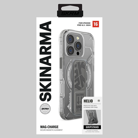 Skinarma etui Helio iPhone 16 Pro 6.3   Magnetic Charging + Grip Stand titanium