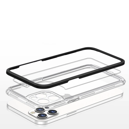 HURTEL POKROWIEC CLEAR 3IN1 DO IPHONE 12 PRO MAX Z RAMKĄ WYSOKO OCHRONNY