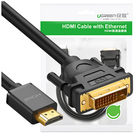 Ugreen dwukierunkowy kabel przewód HDMI - DVI 2m czarny (HD106)