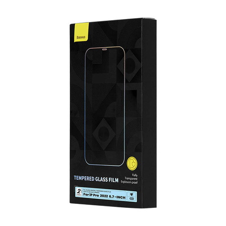 BASEUS SZKŁO HARTOWANE 0.3MM Z POWŁOKĄ PRZECIWPYŁOWĄ DO IPHONE 14 PRO MAX