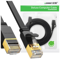 Ugreen płaski kabel przewód internetowy sieciowy Ethernet patchcord RJ45 Cat 7 STP LAN 10 Gbps 3 m czarny (NW106 11262)