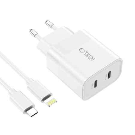 TECH-PROTECT ŁADOWARKA SIECIOWA 20W DO IPHONE 12 13 14 15 PD Z KABLEM USB-C