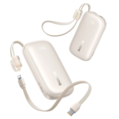 Powerbank Baseus EnerFill FC21 Qpow 3 Ultra 10000mAh 22,5W z dołączonym kablem-smyczą - beżowy