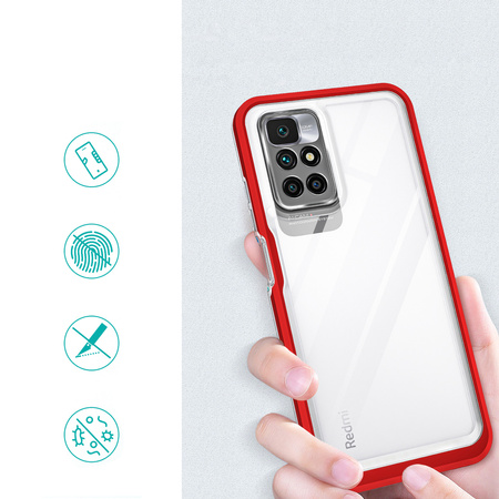 Clear 3in1 etui do Xiaomi Redmi 10 żelowy pokrowiec z ramką czerwony