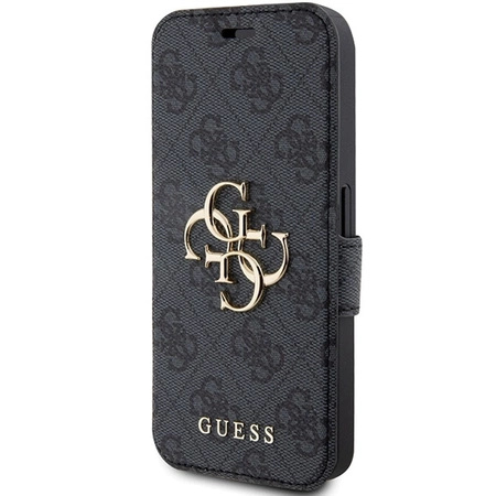 Etui Guess 4G Metal Logo na iPhone 15 Pro - szare