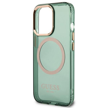 Guess GUHMP13LHTCMA iPhone 13 Pro / 13 6,1" zielony/khaki hard case Gold Outline Translucent MagSafe